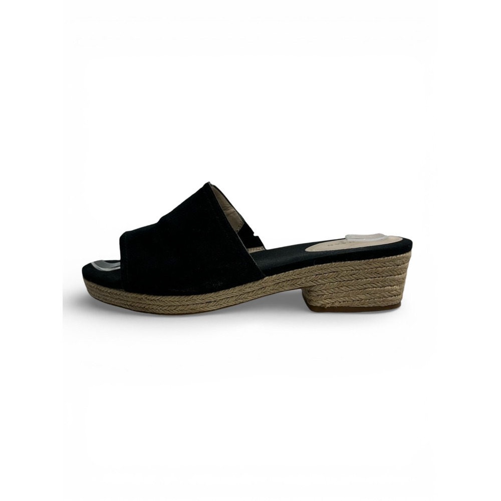 Cole Haan Womens Black Suede Espadrille Wedge Slide Sandals Size 8.5 B